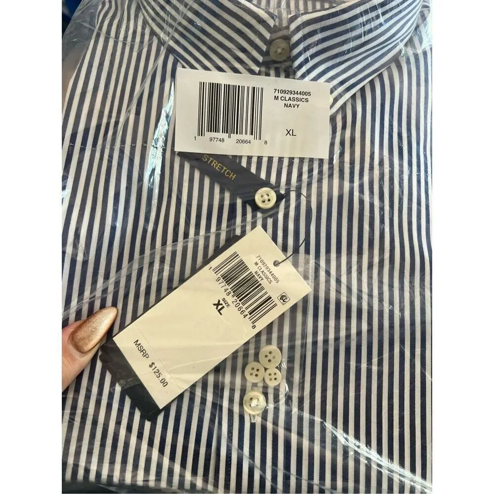 Polo Ralph Lauren NWT Slim-Fit Poplin Shirt Navy/White XL